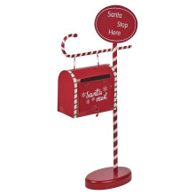 (Small) Red Christmas Wood & Metal Letter Mail Box Santa Decorative Party Table Ornament