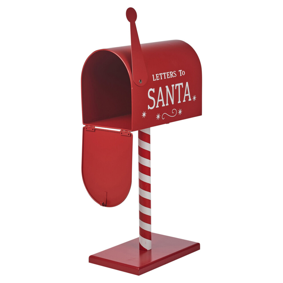 (Large) Red Christmas Wood & Metal Letter Mail Box Santa Decorative Party Table Ornament