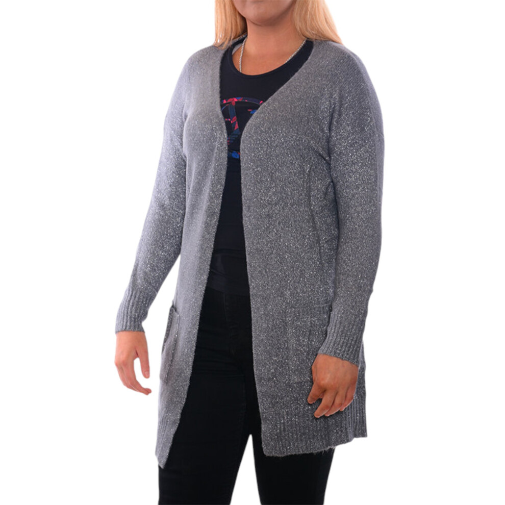 (Dark Grey, S) ZARA Womens Open Glittery Cardigan Ladies Sweat-image-OPC-PFH8SGH-NEW
