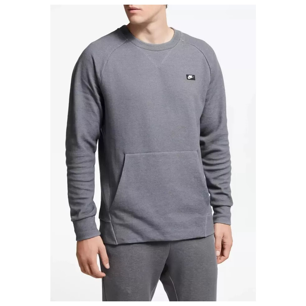 (Grey, S) Nike Men's Optic Crewneck Fleece Tracksuit