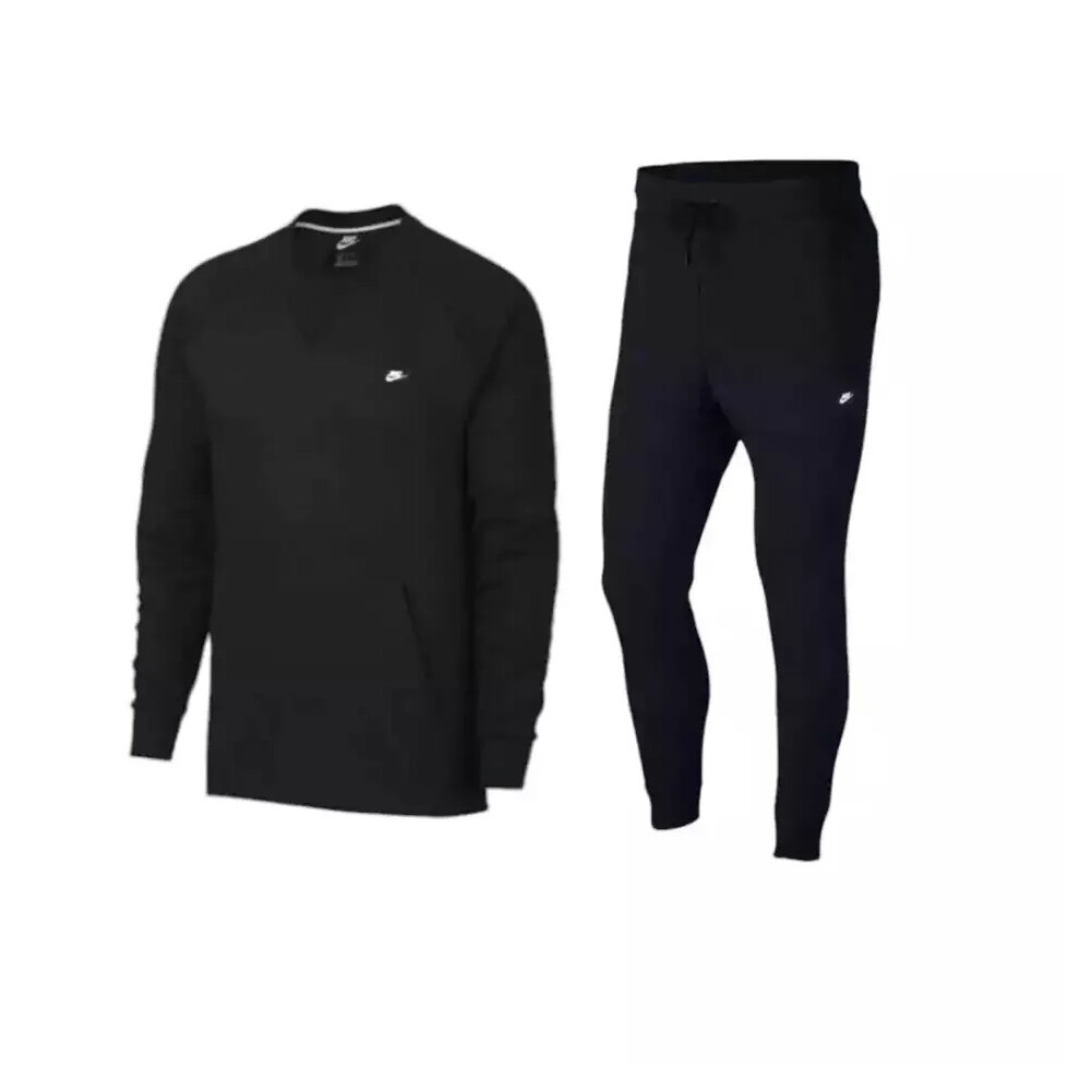 (Black, S) Nike Men's Optic Crewneck Fleece Tracksuit