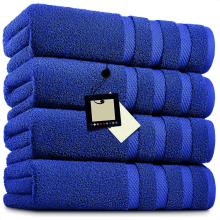 (Blue) 4 X Big Super Jumbo Bath Sheets Towels Pure Egyptian Cotton Soft XL Bath Sheets