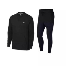 (Black, XL) Nike Men's Optic Crewneck Fleece Tracksuit