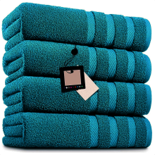 (Blue Lagoon) 4 X Big Super Jumbo Bath Sheets Towels Pure Egyptian Cotton Soft XL Bath Sheets