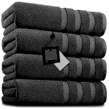 (Black) 4 X Big Super Jumbo Bath Sheets Towels Pure Egyptian Cotton Soft XL Bath Sheets