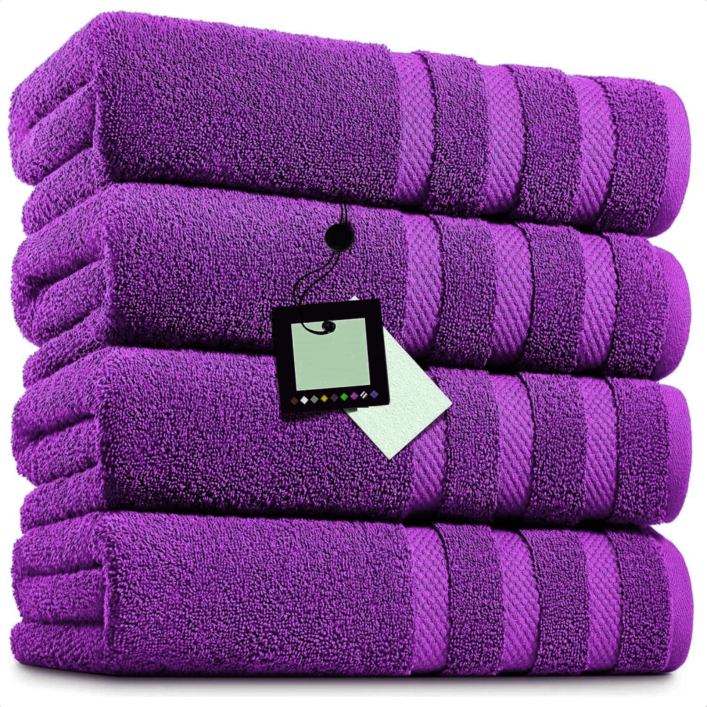 (Purple) 4 X Big Super Jumbo Bath Sheets Towels Pure Egyptian Cotton Soft XL Bath Sheets