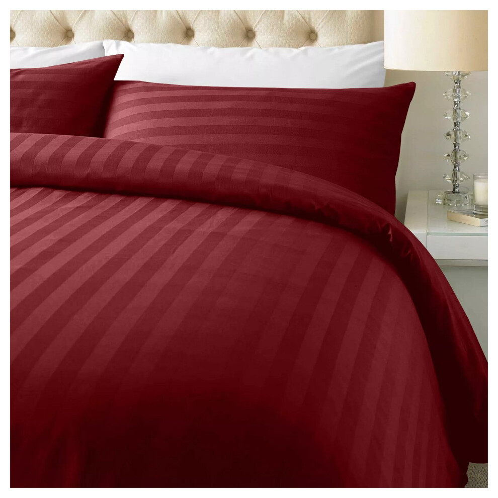 (Stripe- King Duvet Cover Set) Reversible Duvet Quilt Cover Red Bedding Sets