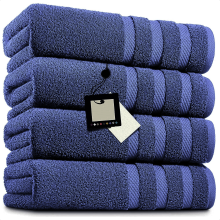 (Navy) 4 X Big Super Jumbo Bath Sheets Towels Pure Egyptian Cotton Soft XL Bath Sheets