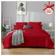 (Plain- King Duvet Cover Set) Reversible Duvet Quilt Cover Red Bedding Sets