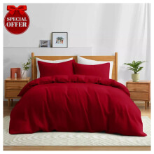 (Plain- S.King Duvet Cover Set) Reversible Duvet Quilt Cover Red Bedding Sets