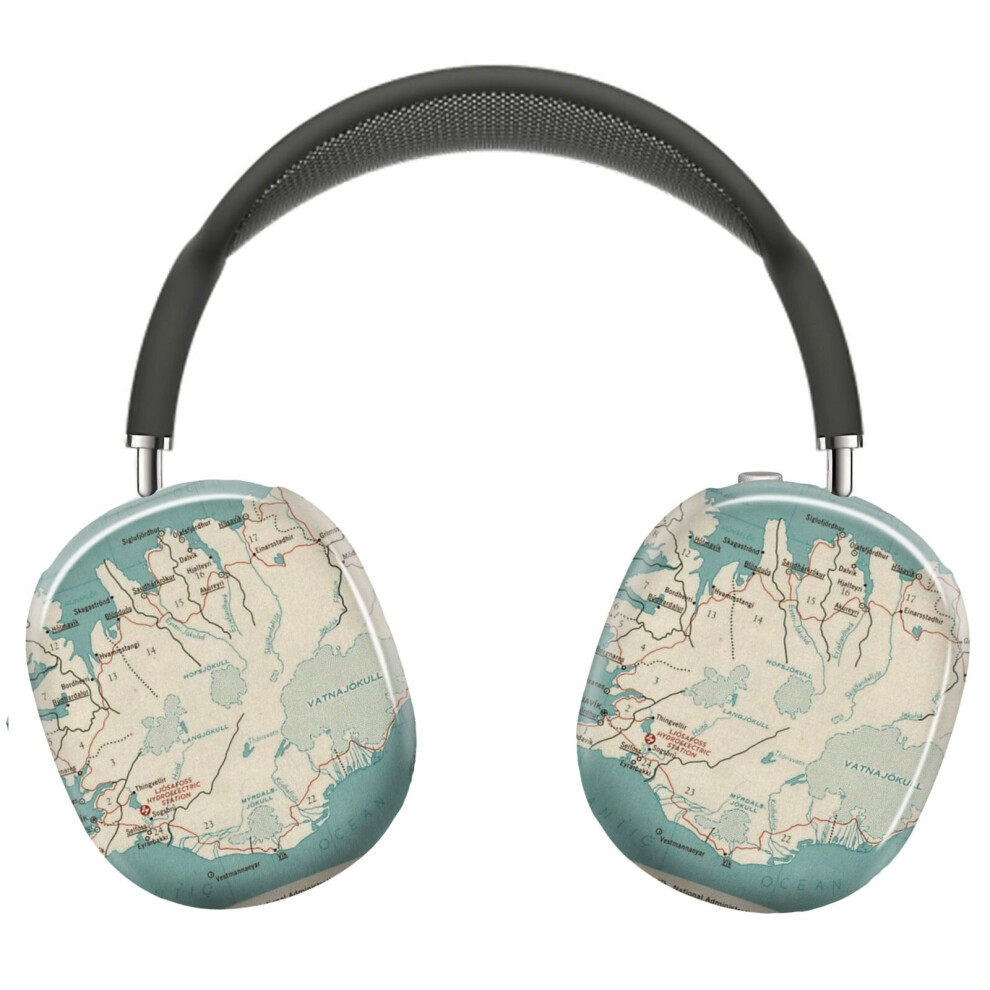 (Map Of Iceland (Circa 1958)_7801) Protective Cover For Airpods Max Headphones Aesthetic Print Snap On Cases 8841579078838