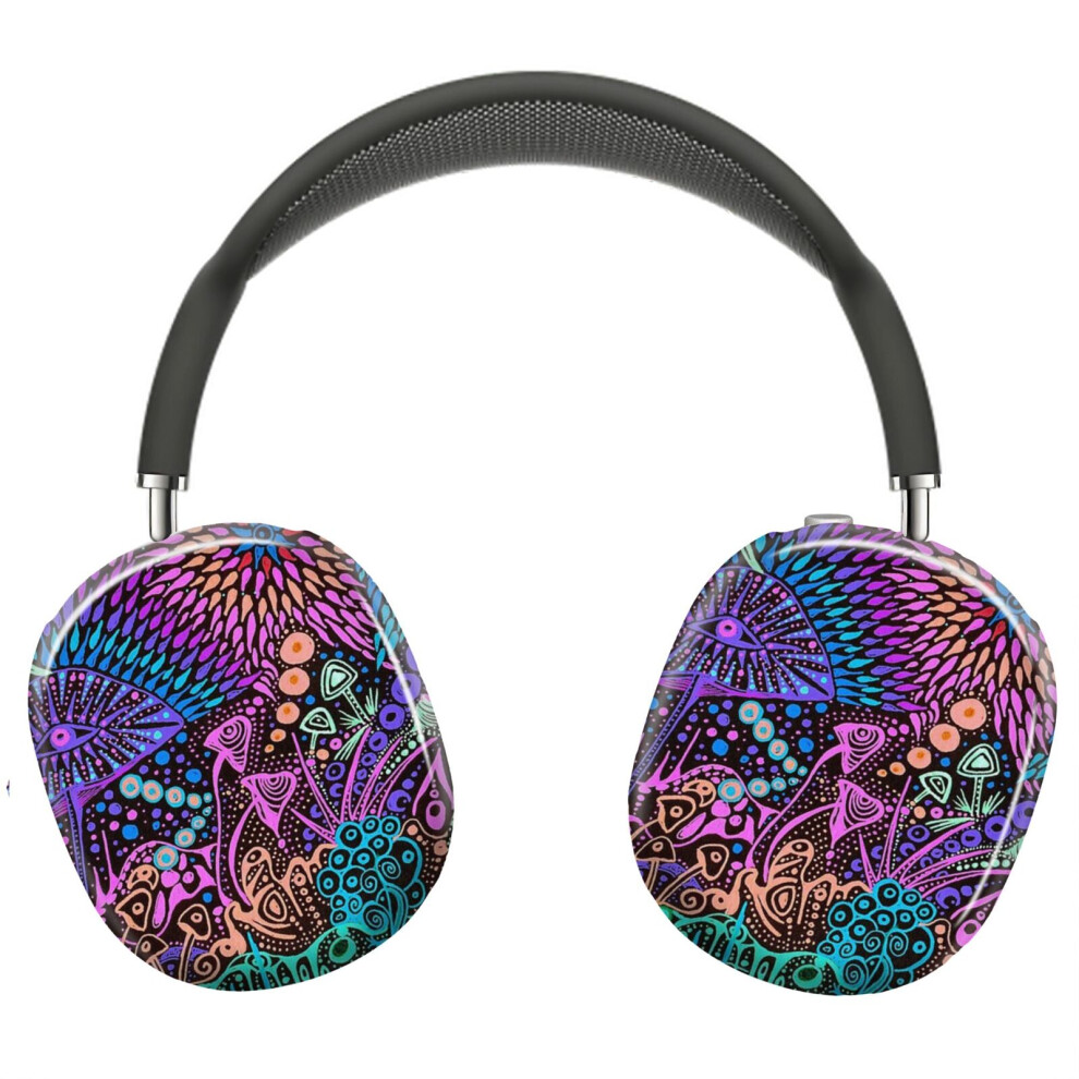 (Neon Mushrooms On The Moon_11456) Protective Cover For Airpods Max Headphones Aesthetic Print Snap On Cases 8841579092285