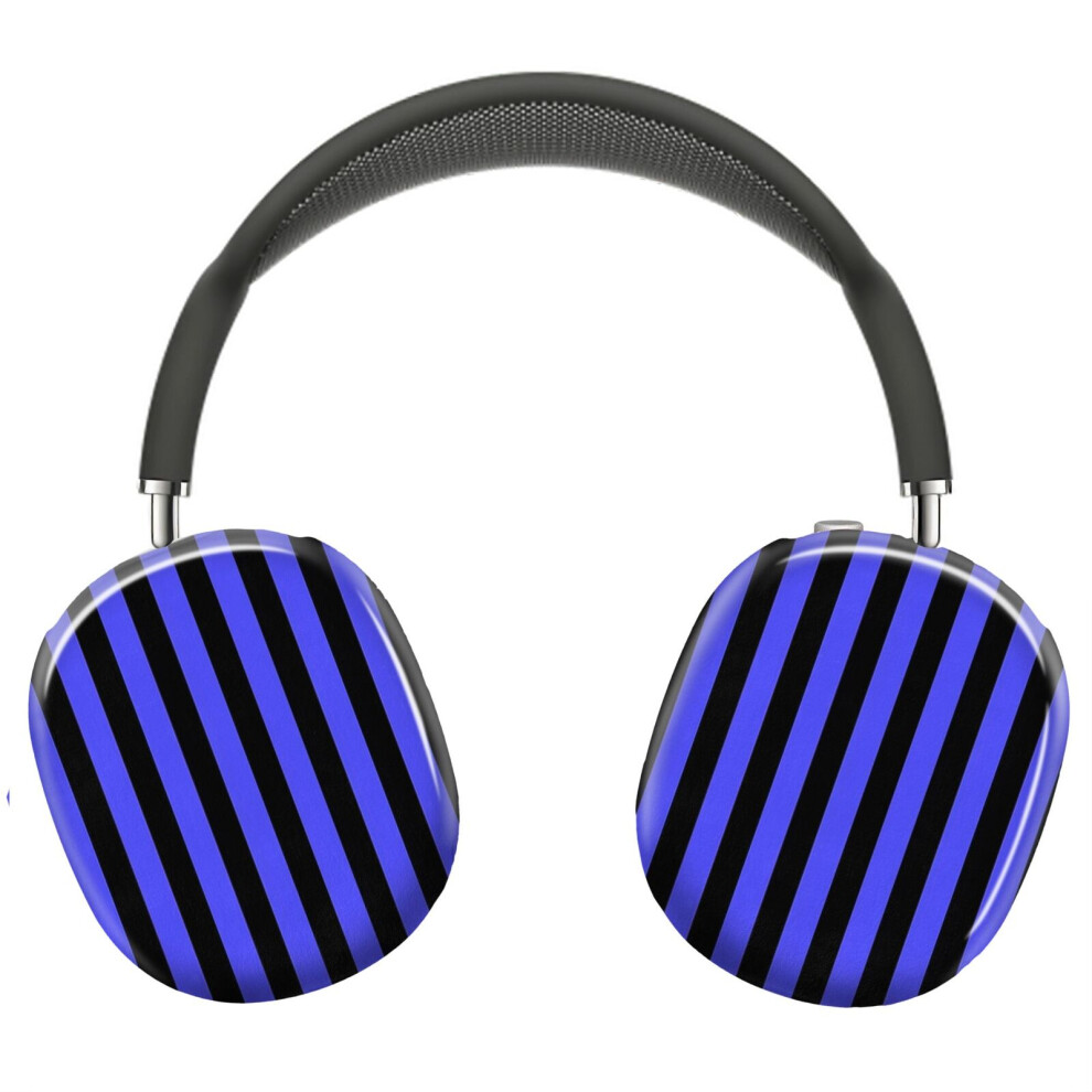 (Neon And Vertical Stripes_5836) Protective Cover For Airpods Max Headphones Aesthetic Print Snap On Cases Blue/Black 8841579092629