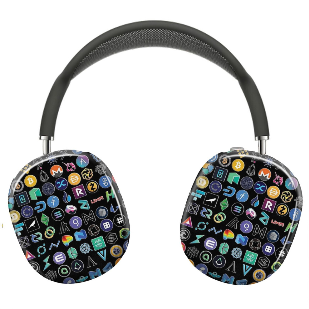 (Crypto Logos 3D On Black_22199) Protective Cover For Airpods Max Headphones Aesthetic Print Snap On Cases 8841579052043