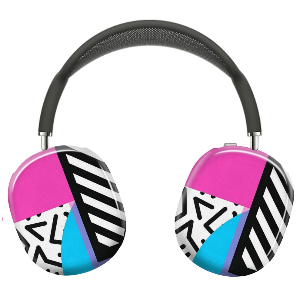 (Colorful Retro Memphis Abstract_12659) Protective Cover For Airpods Max Headphones Aesthetic Print Snap On Cases 8841579054375