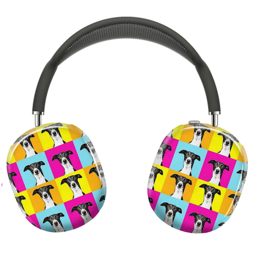 (Colorful Pop Art Greyhound On And Pink_7496) Protective Cover For Airpods Max Headphones Aesthetic Print Snap On Cases Orange/Yellow/Blue 8841579054405