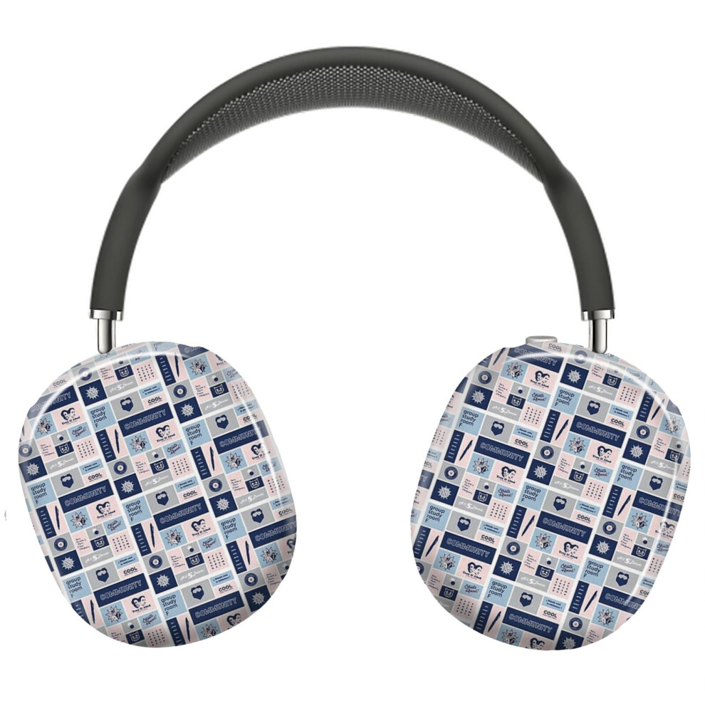 (Community Collage Blue_6431) Protective Cover For Airpods Max Headphones Aesthetic Print Snap On Cases Gray 8841579054139