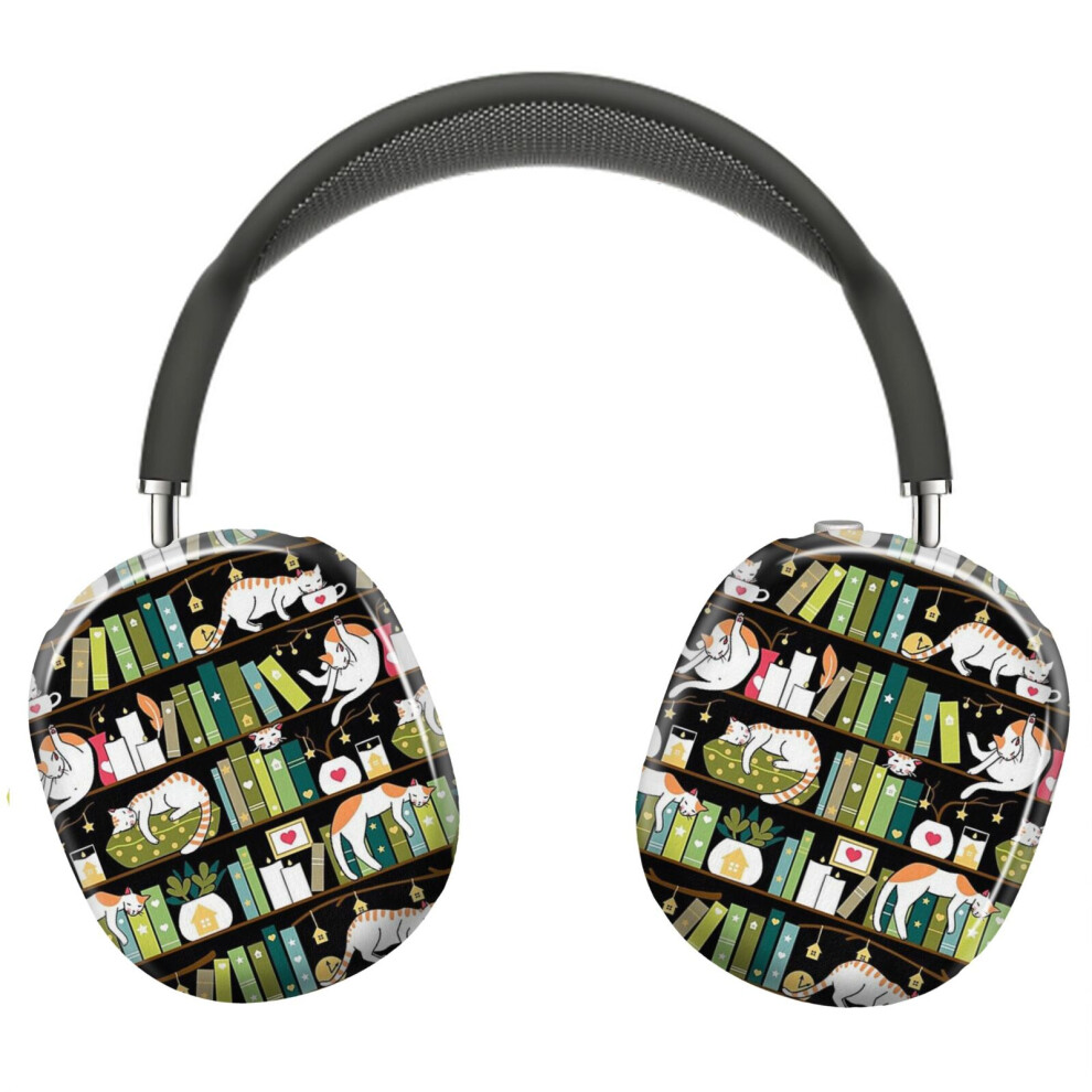 (Library Cats - Whimsical Cats On The Book Shelves _4876) Protective Cover For Airpods Max Headphones Aesthetic Print Snap On Cases 8841579081715