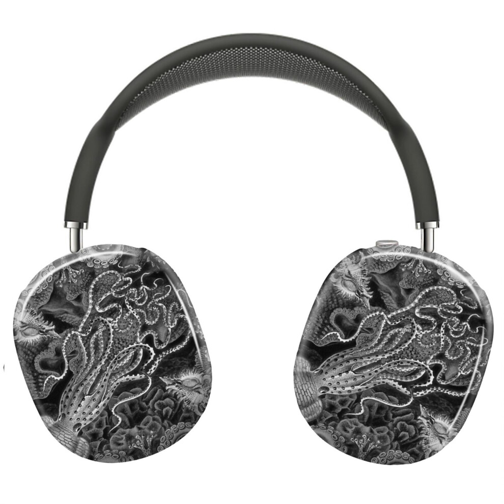(Octopus Squid Kraken Art Tentacles Seashell Deep Sea Ocean Creatures Lover ( White) - Octopus_3) Protective Cover For Airpods Max Headphones Aes Black/White 8841579090571
