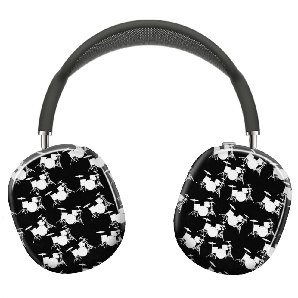 (All Over Drums Drummer White_4802) Protective Cover For Airpods Max Headphones Aesthetic Print Snap On Cases 8841579030850