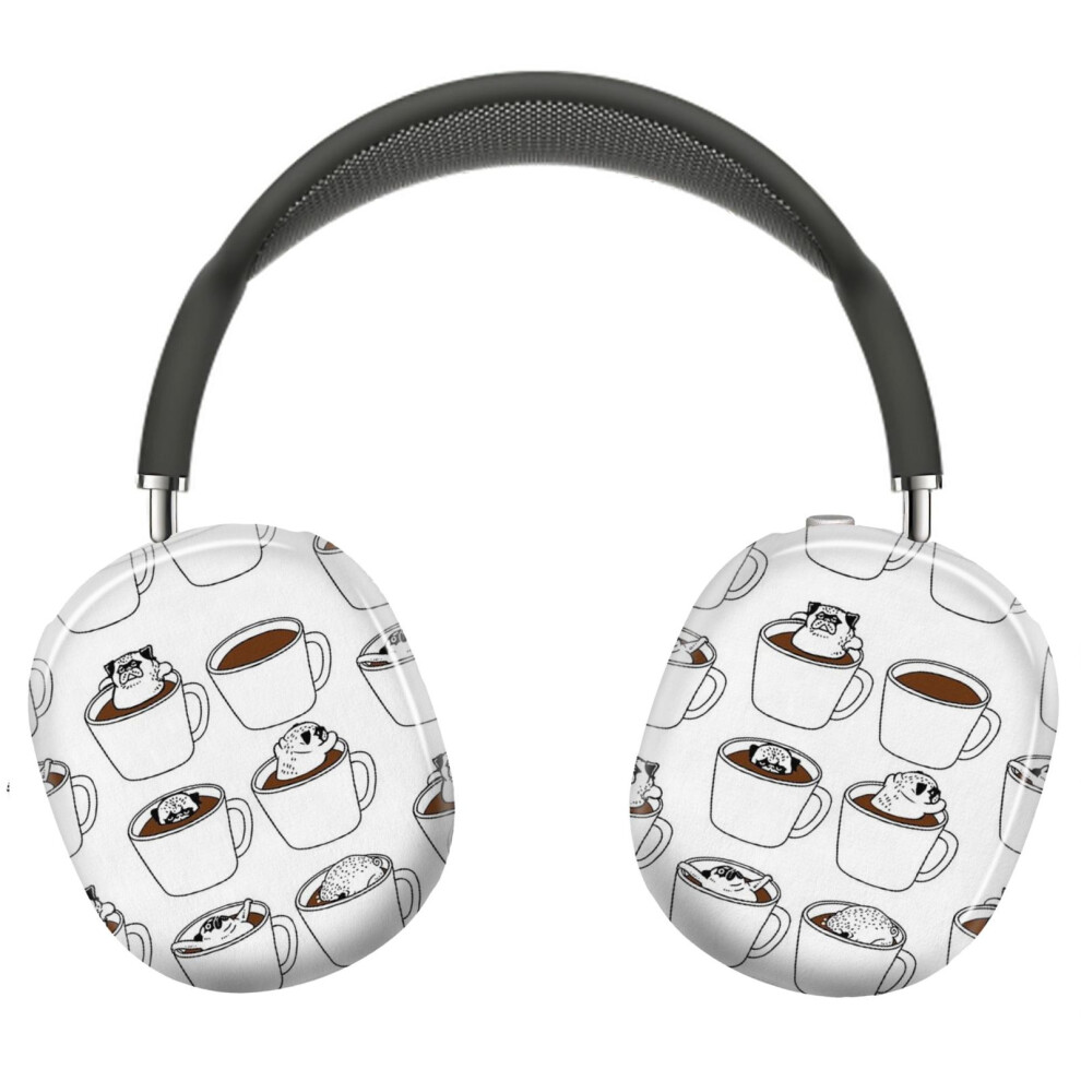 (More Coffee Pug_13680) Protective Cover For Airpods Max Headphones Aesthetic Print Snap On Cases 8841579031543