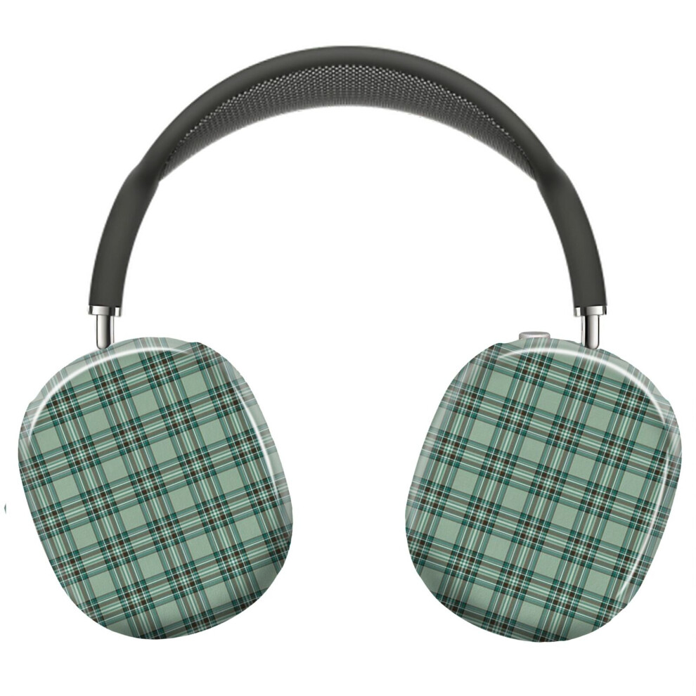 (Kelly Tartan Pattern Mint Irish Plaid_4878) Protective Cover For Airpods Max Headphones Aesthetic Print Snap On Cases Green 8841579084884