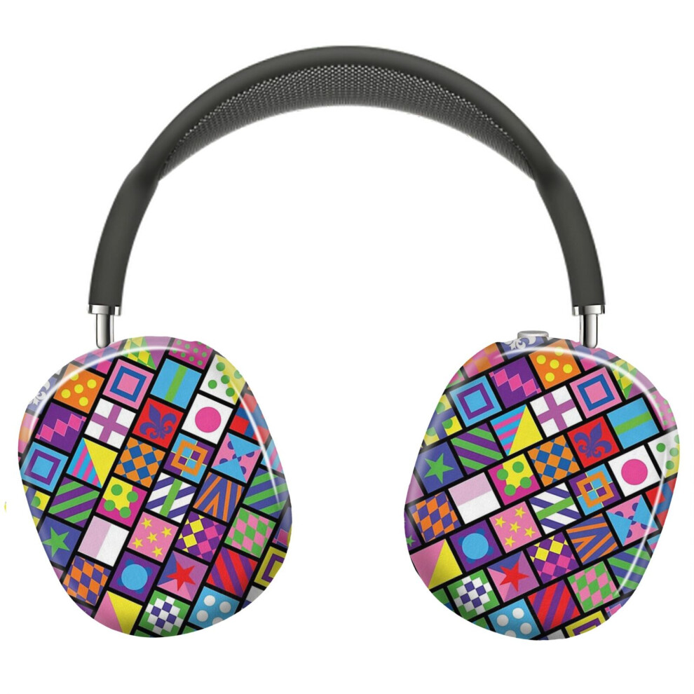(Horse Racing Colorful Jockey Squares_6726) Protective Cover For Airpods Max Headphones Aesthetic Print Snap On Cases 8841579071259