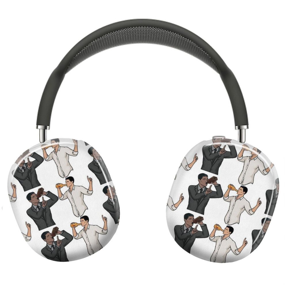 (Archer Drinking Finger Up Making Other Archer Wait Funny_7282) Protective Cover For Airpods Max Headphones Aesthetic Print Snap On Cases 8841579029274