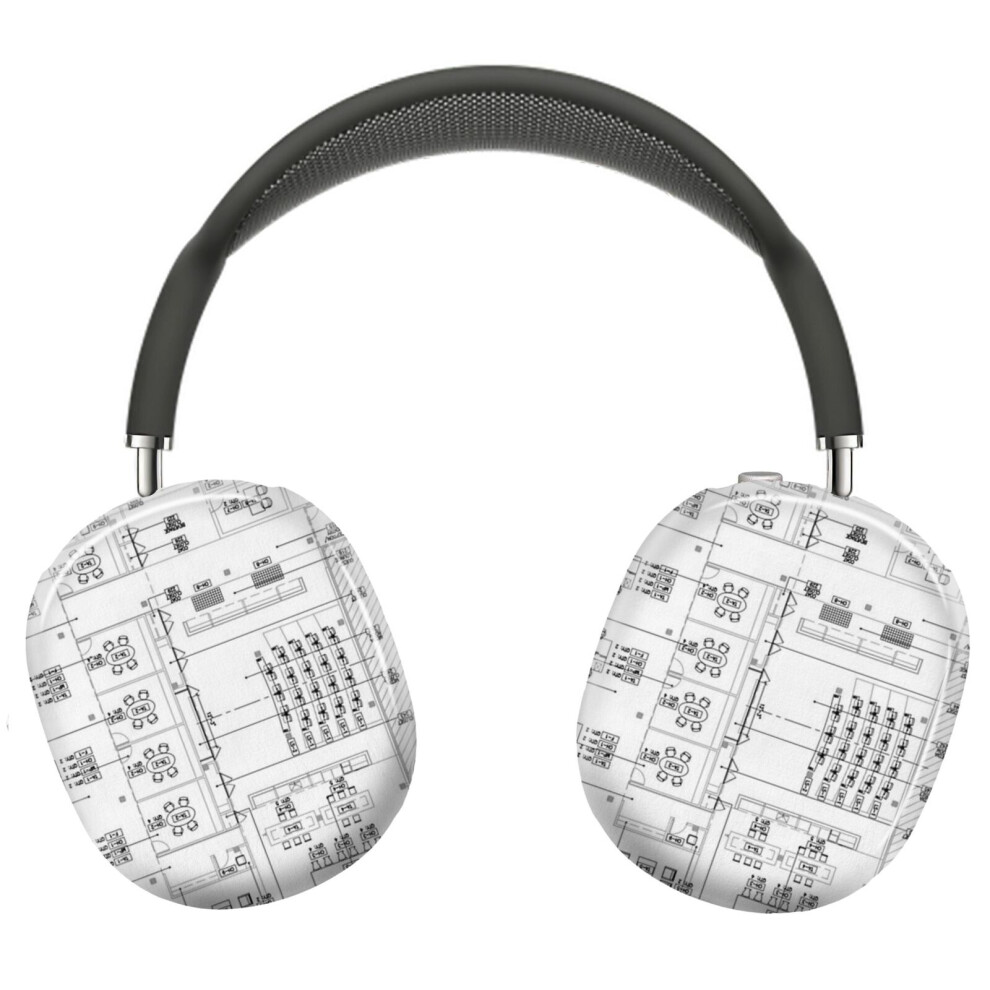 (Architect's Blueprint - Architecture Pattern_22081) Protective Cover For Airpods Max Headphones Aesthetic Print Snap On Cases 8841579029212