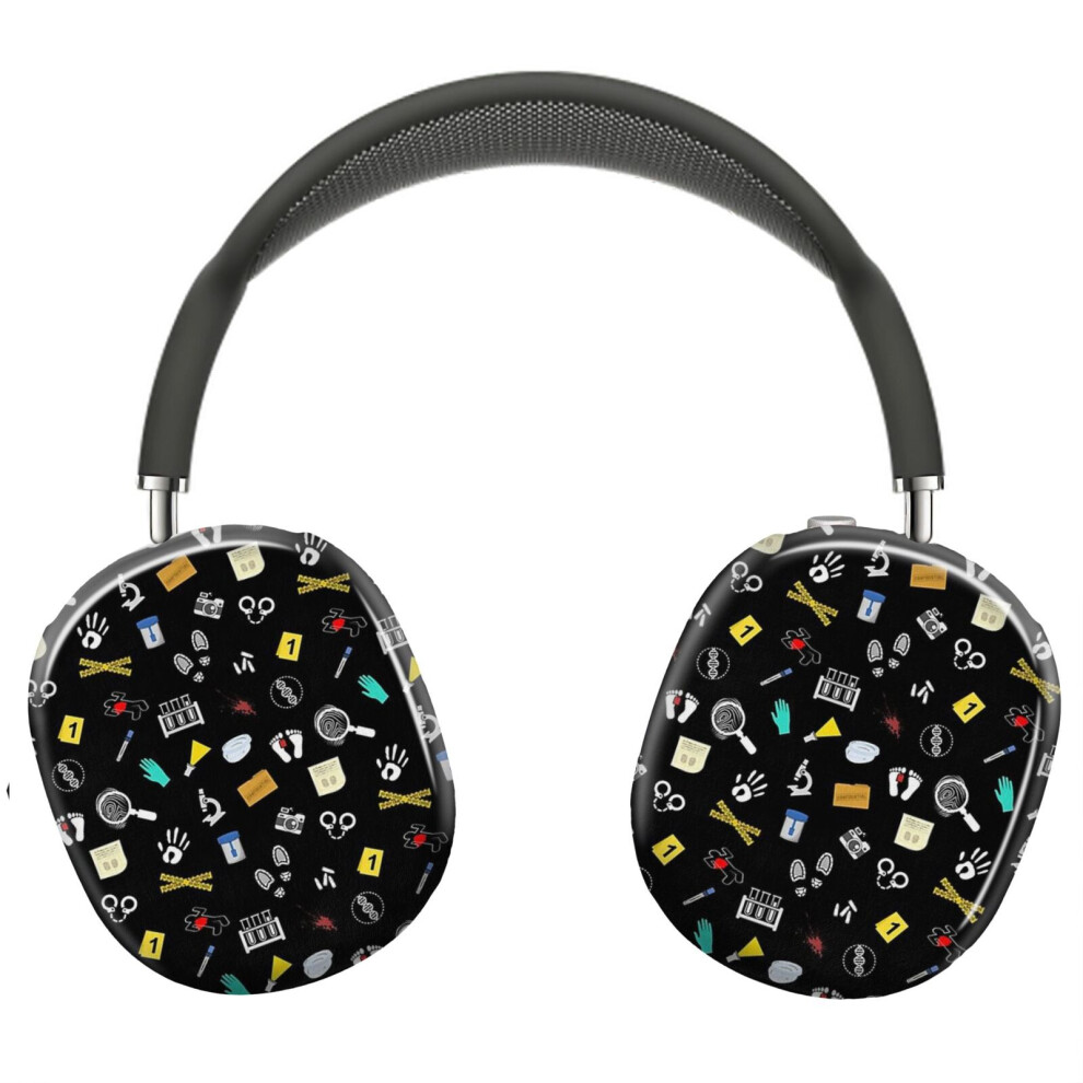 (- True Crime-Forensic Science Lover_8010) Protective Cover For Airpods Max Headphones Aesthetic Print Snap On Cases Black 8841579043515