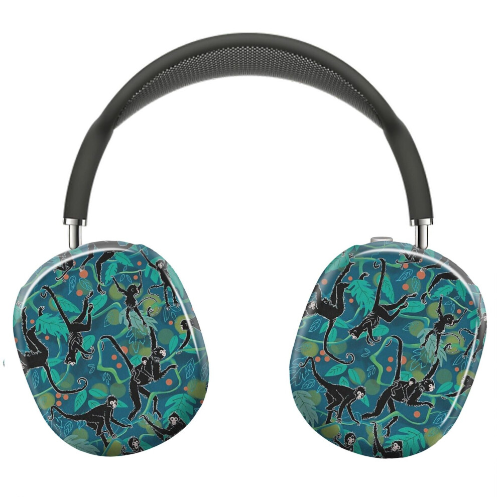 ( Spider Monkeys In Tropical Jungle_3679) Protective Cover For Airpods Max Headphones Aesthetic Print Snap On Cases Black 8841579043553
