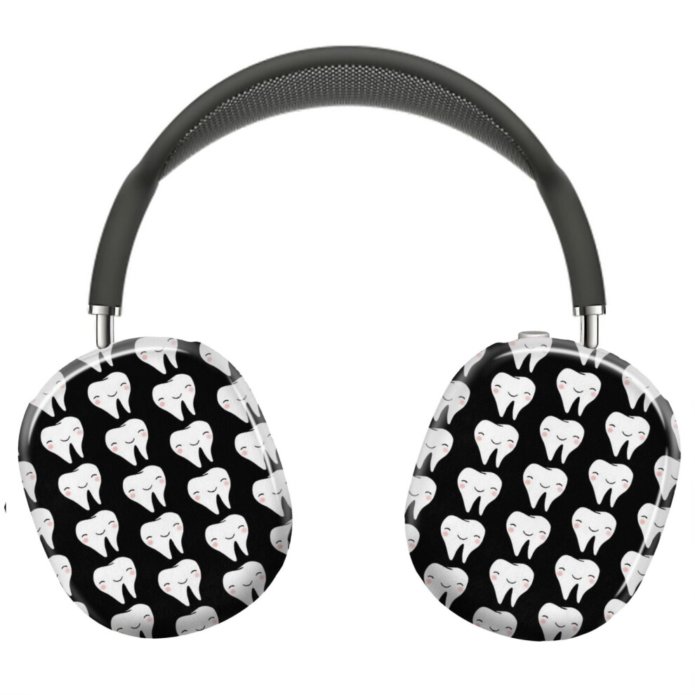 (Happy Tooth (Black)_7076) Protective Cover For Airpods Max Headphones Aesthetic Print Snap On Cases Black 8841579073376