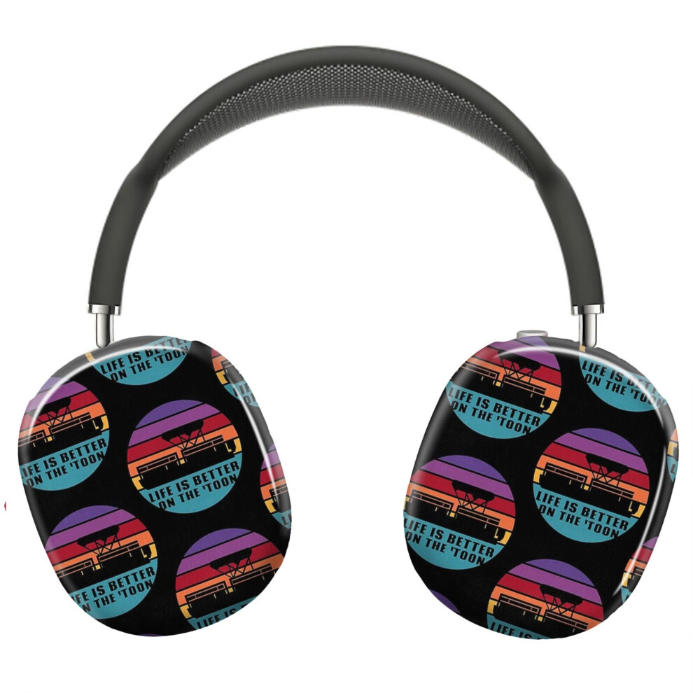(Funny Boating Life Is Better On The Toon Pontoon Boat_11230) Protective Cover For Airpods Max Headphones Aesthetic Print Snap On Cases 8841579059271