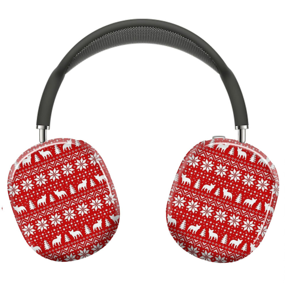 (French Bulldog Silhouettes Christmas Holiday Pattern_4576) Protective Cover For Airpods Max Headphones Aesthetic Print Snap On Cases 8841579059998