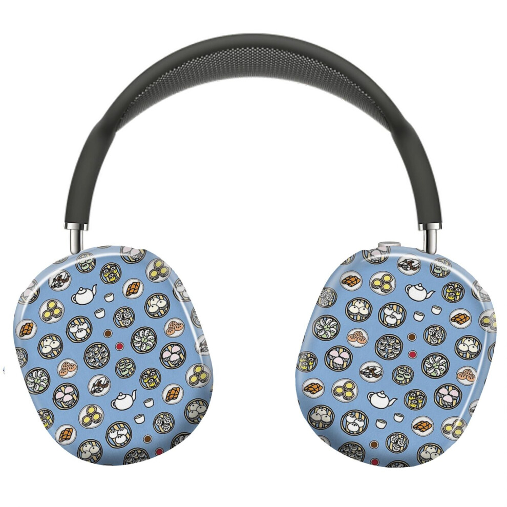 (Dim Sum - Pattern_7043) Protective Cover For Airpods Max Headphones Aesthetic Print Snap On Cases Blue 8841579047940
