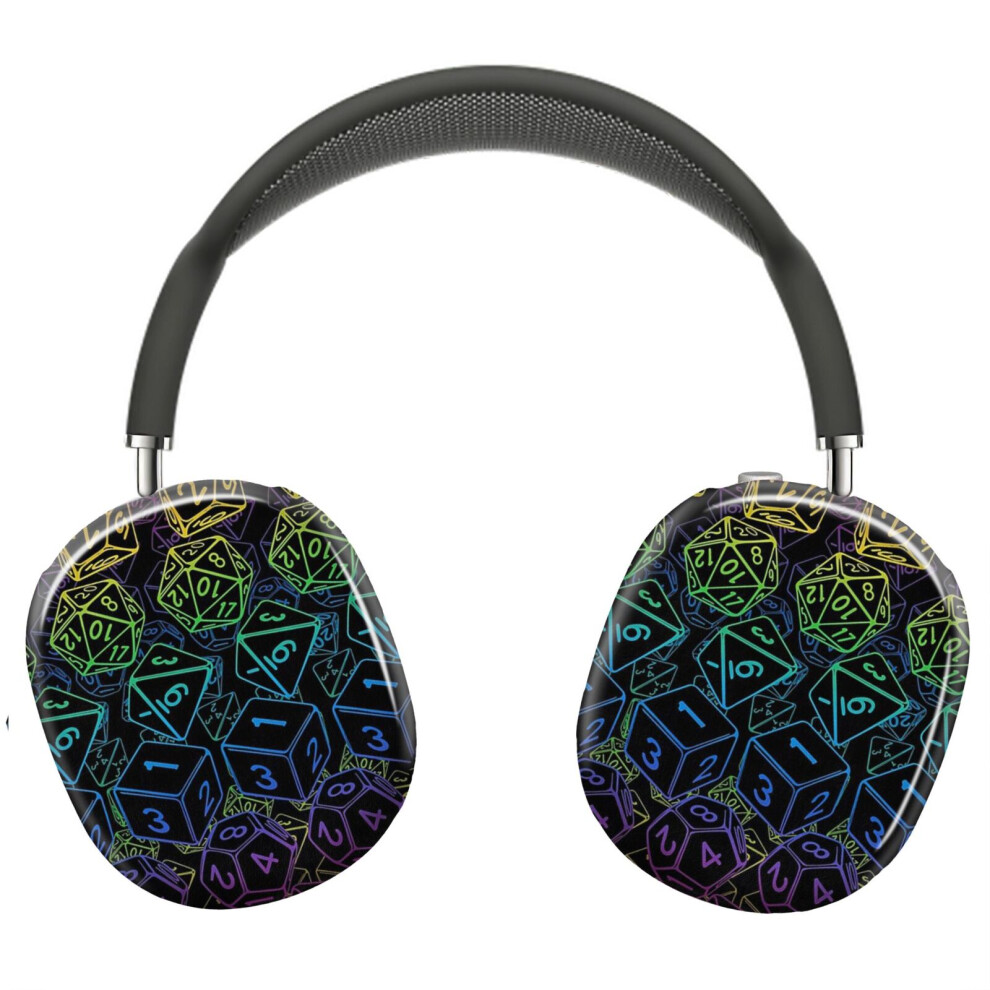 (Dice Pattern D20 Rainbow_22367) Protective Cover For Airpods Max Headphones Aesthetic Print Snap On Cases 8841579048091