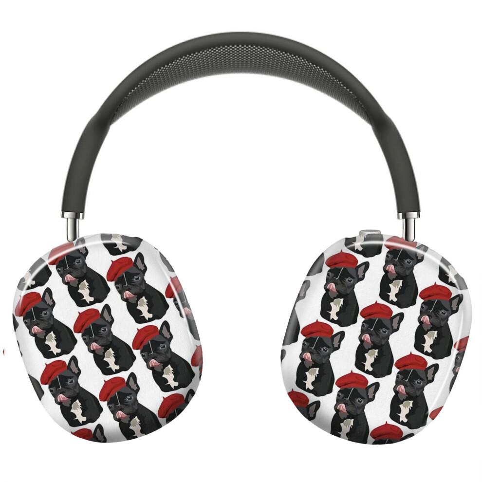 ( French Bulldog With Beret_11004) Protective Cover For Airpods Max Headphones Aesthetic Print Snap On Cases Black 8841579043928