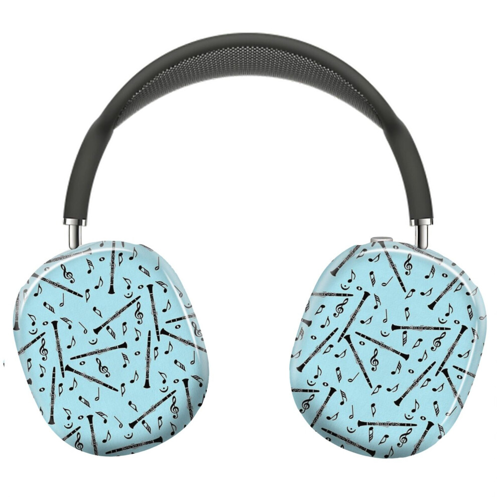 ( Clarinet Music Note Pattern_5821) Protective Cover For Airpods Max Headphones Aesthetic Print Snap On Cases Black 8841579043973