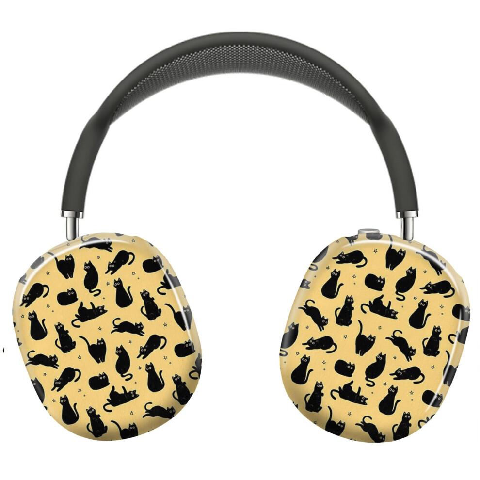 ( Cat Pattern_10995) Protective Cover For Airpods Max Headphones Aesthetic Print Snap On Cases Black 8841579044031