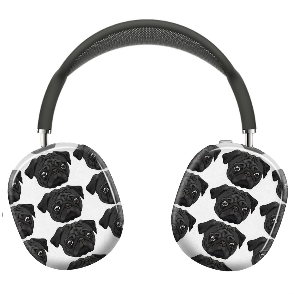 (Cute Pug Portrait_6271) Protective Cover For Airpods Max Headphones Aesthetic Print Snap On Cases Black 8841579051459