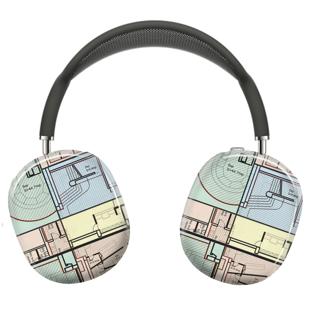 (Blueprint_7248) Protective Cover For Airpods Max Headphones Aesthetic Print Snap On Cases 8841579042723
