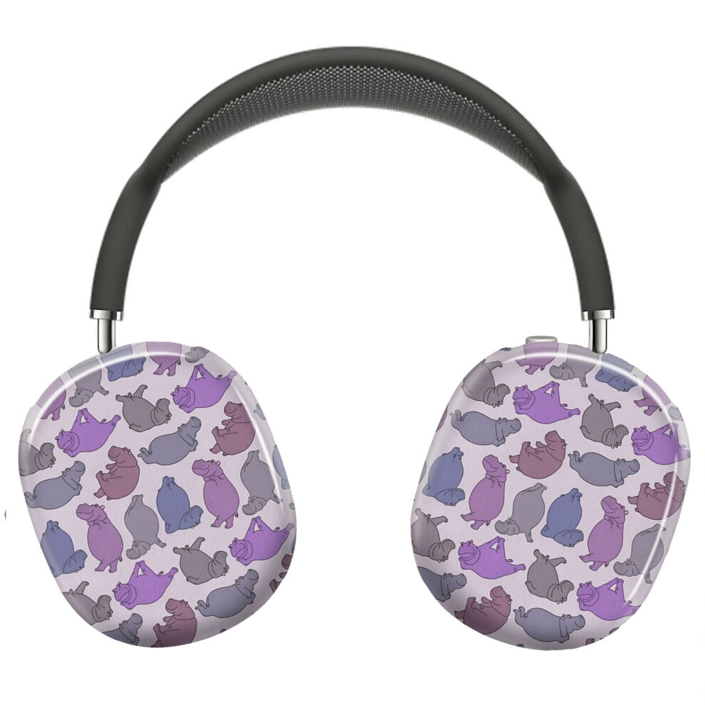 (Hippo Workout - And Grey_9483) Protective Cover For Airpods Max Headphones Aesthetic Print Snap On Cases Purple 8841579071655