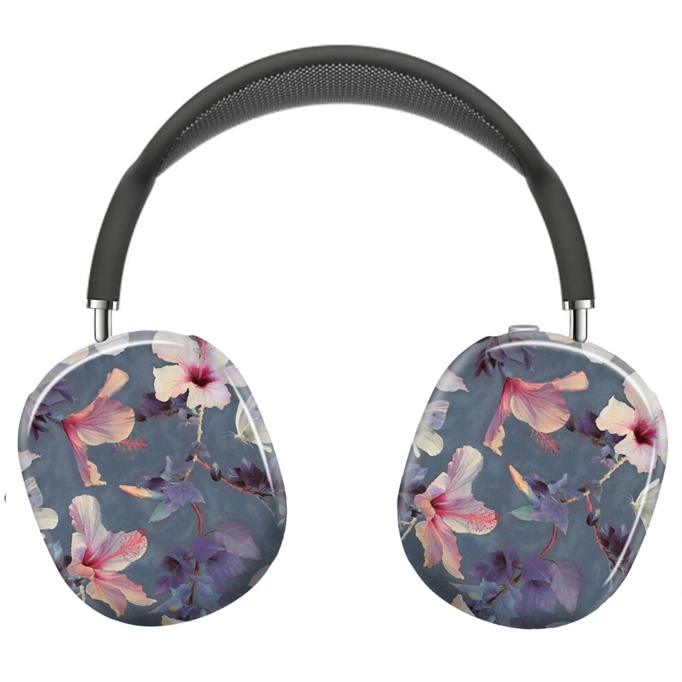 (Butterflies And Hibiscus Flowers - A Painted Pattern_6972) Protective Cover For Airpods Max Headphones Aesthetic Print Snap On Cases 8841579039976