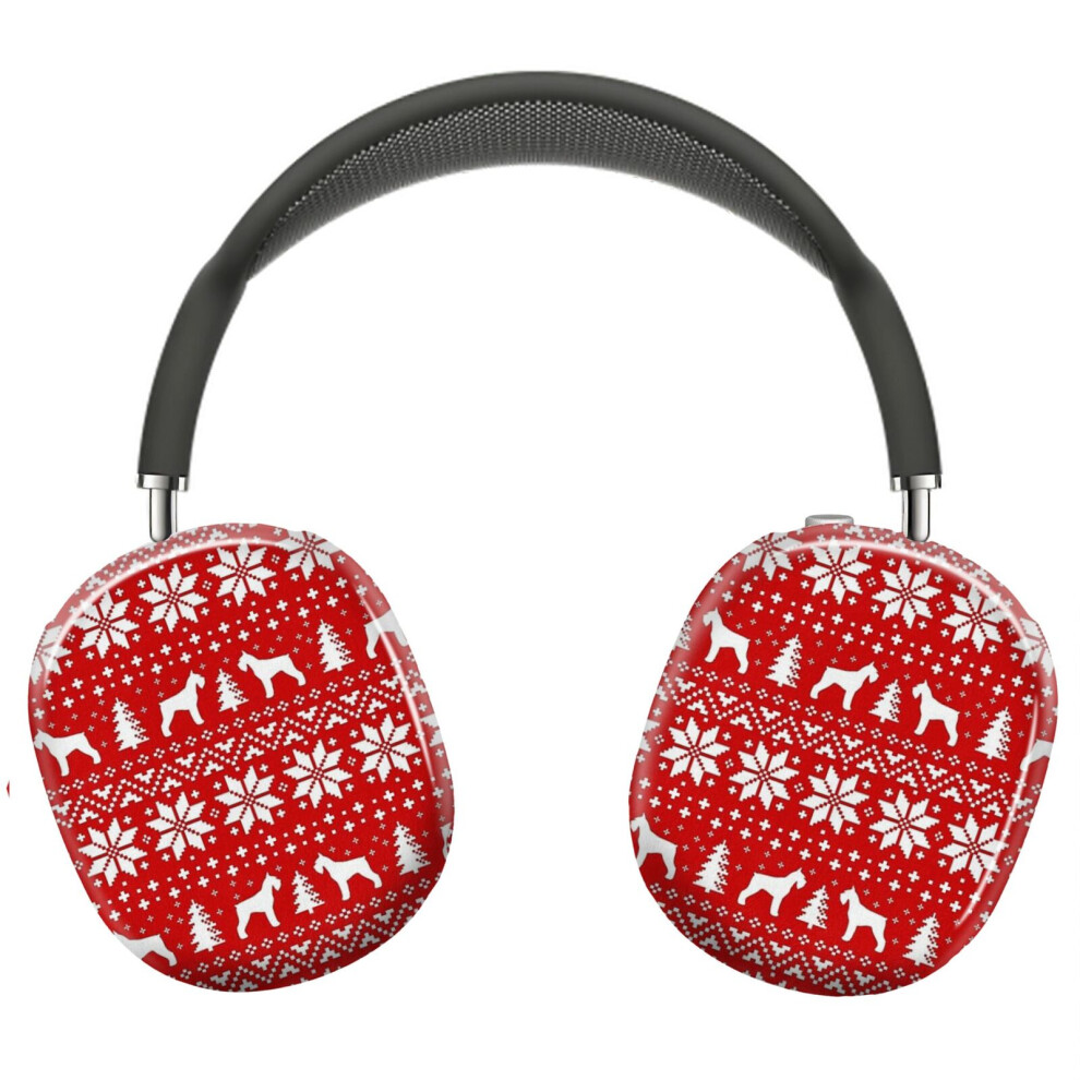 (Giant Schnauzer Silhouettes And Christmas Holiday Pattern_6384) Protective Cover For Airpods Max Headphones Aesthetic Print Snap On Cases Red/White 8841579057383