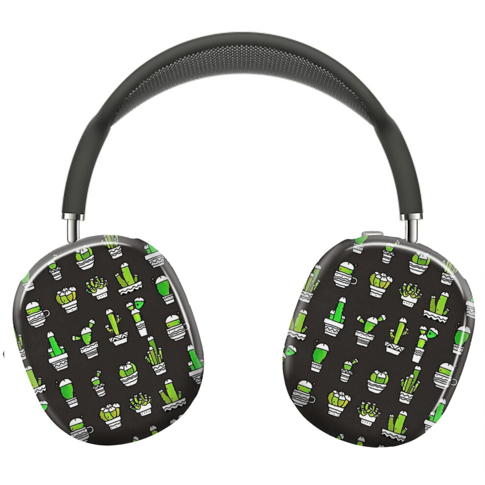(Cock Plants Cactus Watercolor Gray_5994) Protective Cover For Airpods Max Headphones Aesthetic Print Snap On Cases Green 8841579034551