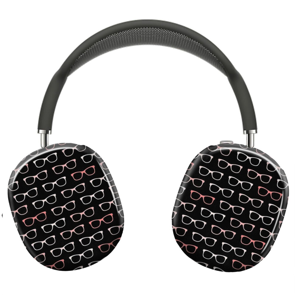 ( Hipster Eyeglasses Pattern_14130) Protective Cover For Airpods Max Headphones Aesthetic Print Snap On Cases Pink/Black 8841579085256