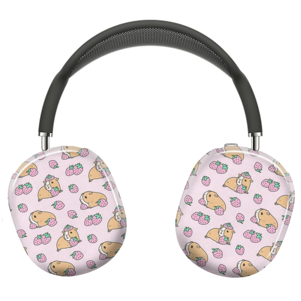 ( Guinea Pig And Strawberry Pattern _10009) Protective Cover For Airpods Max Headphones Aesthetic Print Snap On Cases Pink 8841579085201