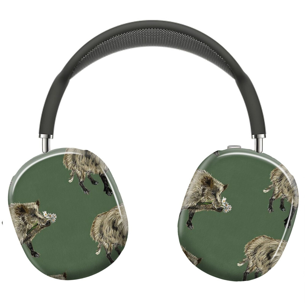 (Love A Boar!! Valentine Pig In Green_4309) Protective Cover For Airpods Max Headphones Aesthetic Print Snap On Cases 8841579080251