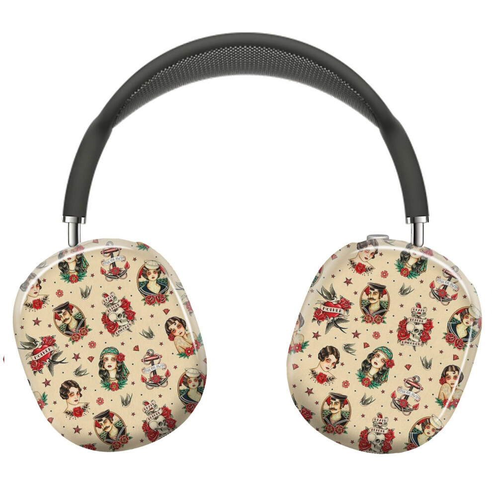 (Old School Tattoo 02. Beige_6063) Protective Cover For Airpods Max Headphones Aesthetic Print Snap On Cases 8841579090045