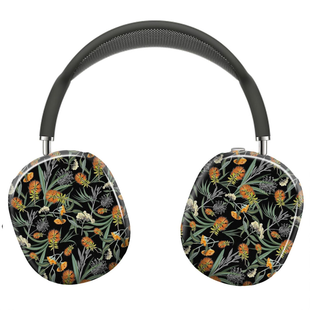 (Botanical Australian Natives Flora, Pattern, Boho, Banksia_15131) Protective Cover For Airpods Max Headphones Aesthetic Print Snap On Cases Orange 8841579041689